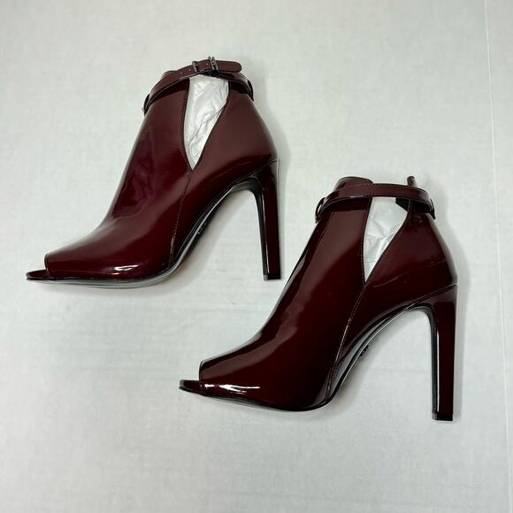 Michael Kors Burgundy Lawson Open Toe Bootie NEW Size 10 - Picture 4 of 10